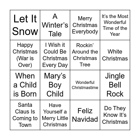 Bingley Christmas Singo Bingo Card