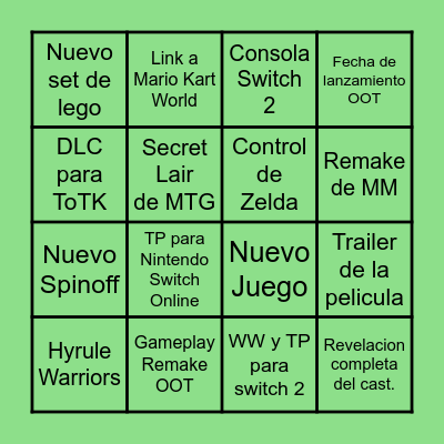 Zelda Direct Predicciones/Bingo Card