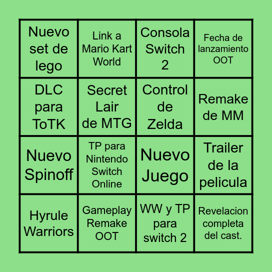 Zelda Direct Predicciones/Bingo Card