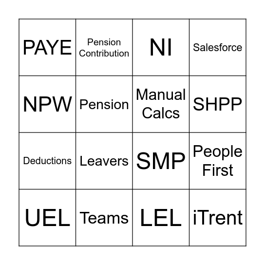 NPW Bingo Card