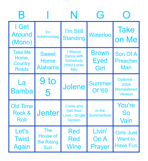 Signy's musikk BINGO Card