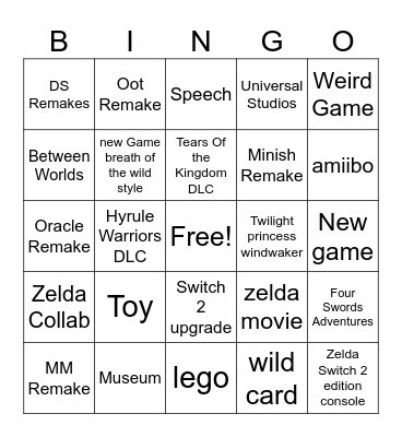 Zelda 40th Direct Bingo Card