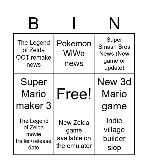 Untitled Bingo Card