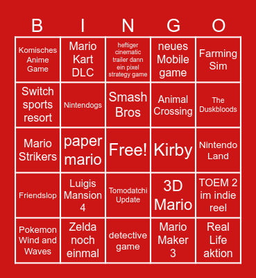 Nintendo Direct Bingo Sep. 2026 Bingo Card