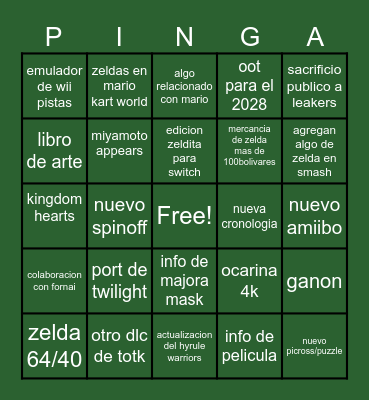 nintendo Bingo Card