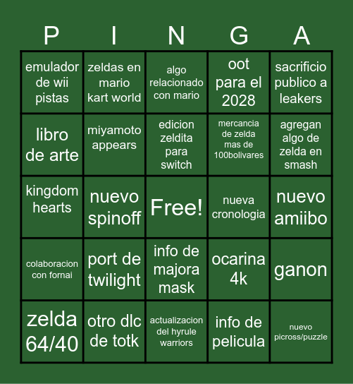 nintendo Bingo Card