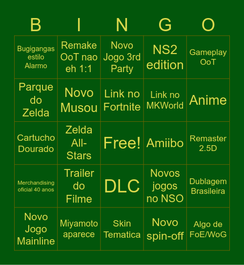 Zelda Quarentao Bingo Card
