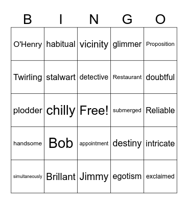 After 20 years vocabulary Bingo Card