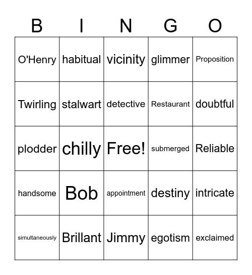 After 20 years vocabulary Bingo Card