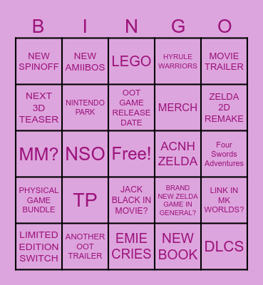 ZELDA DIRECT BINGOO Bingo Card