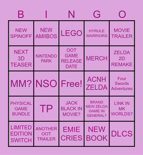 ZELDA DIRECT BINGOO Bingo Card