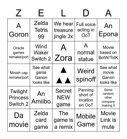 Zelda Direct Bingo Card