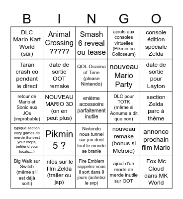 Double direct Bingo Card