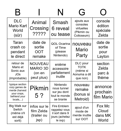 Double direct Bingo Card