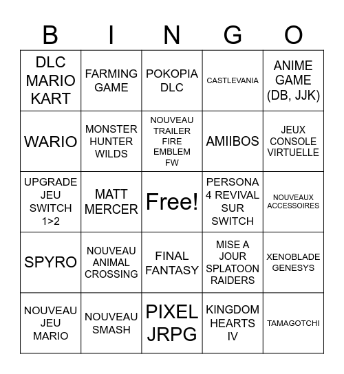 NINTENDO DIRECT ZELDA Bingo Card