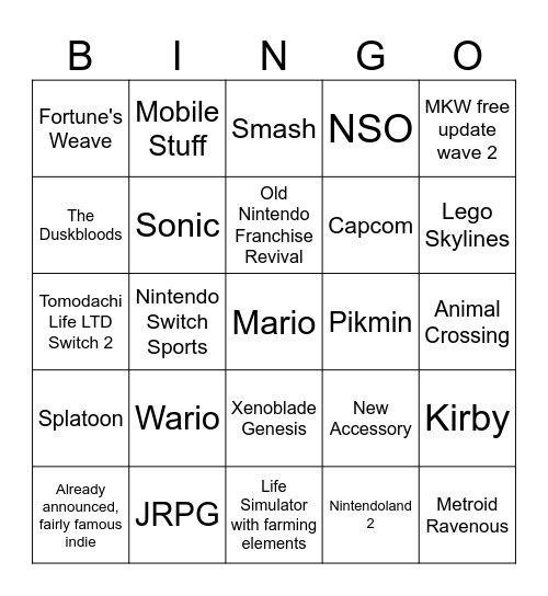 General Direct Bingo Card