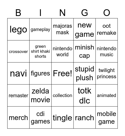zelda 40th Bingo Card