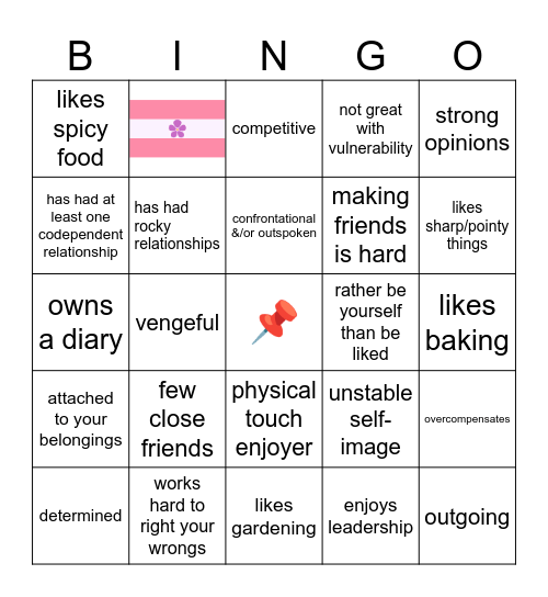 PIN kinnie bingo Card