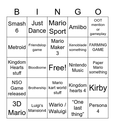 9/9 Direct Bingo Card
