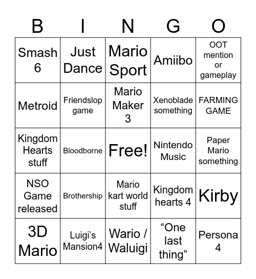 9/9 Direct Bingo Card