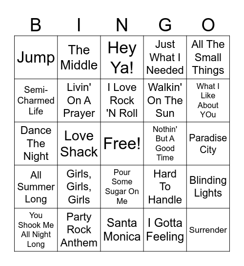 Clock Out & Rock Out Bingo Card