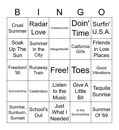 Long Weekend Bingo Card