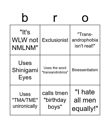 Tumblr Radfem Bingo Card