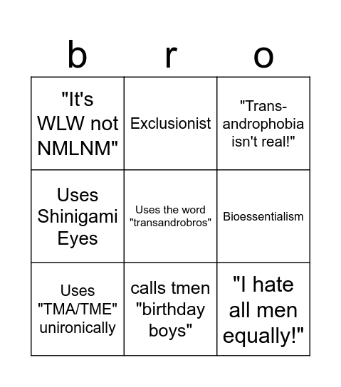 Tumblr Radfem Bingo Card