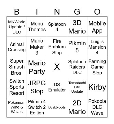 Nintendo Direct 09.09.2026 Bingo Card