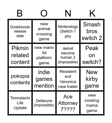 NINTENDO DIRECT 9.9!!!!1! Bingo Card