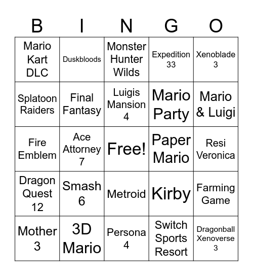 Untitled Bingo Card
