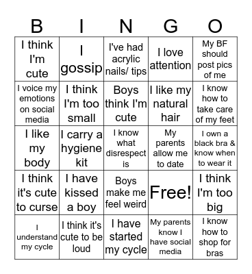 Let's Talk Bingo Card