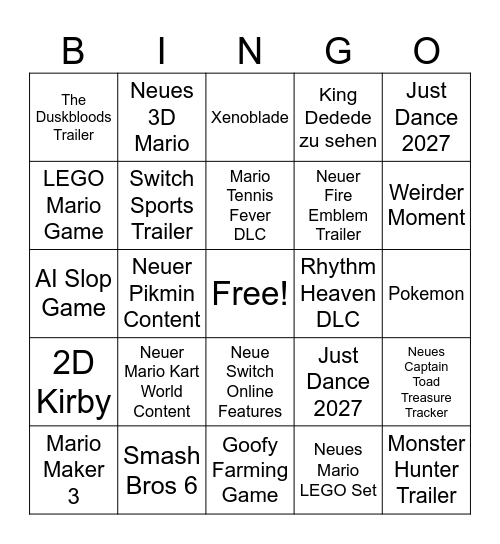 Tiam - Direct Bingo 09.09.2026 Bingo Card