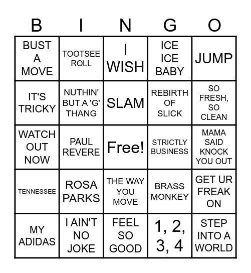 SUMMITEVENTS HIPHOP BINGO Card