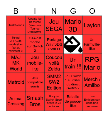 Nintendo Direct 9 septembre 2026 Bingo Card