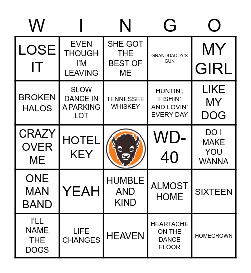best male country Bingo Card