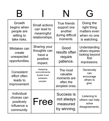 Theme Bingo Card