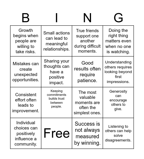 Theme Bingo Card