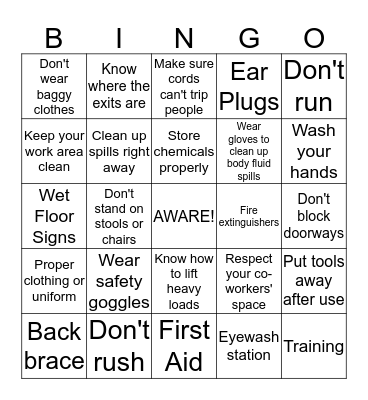 AWARE Bingo Card