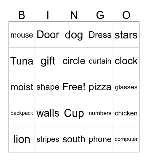 Random Things Bingo Card