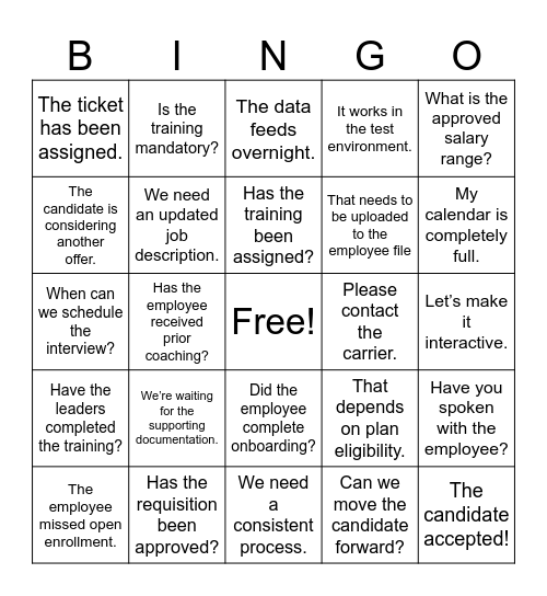 HR BINGO Card
