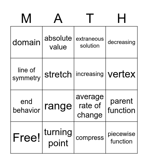 MATHO Bingo Card