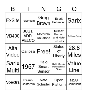 Just. Add. PELCO! Bingo Card