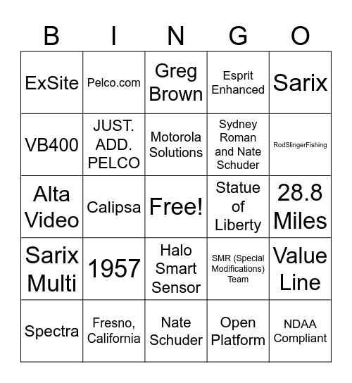 Just. Add. PELCO! Bingo Card