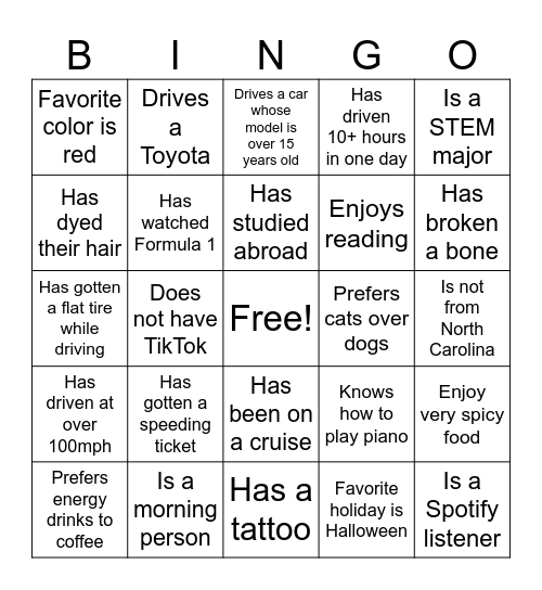 PSP Bingo-  Find Someone Who: Bingo Card