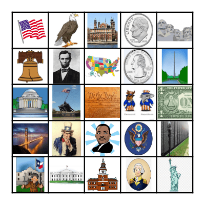 US Symbols Freedom Week Bingo Card