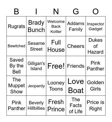 TV Theme Songs Bingo Card