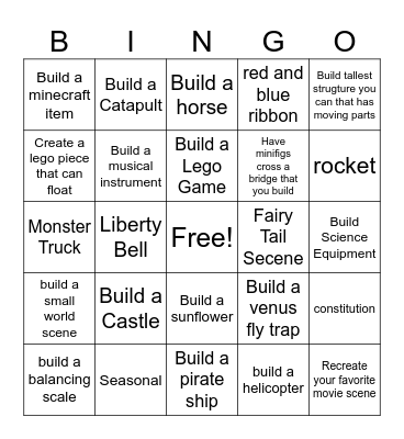 Pass the Bricks Bingo Card