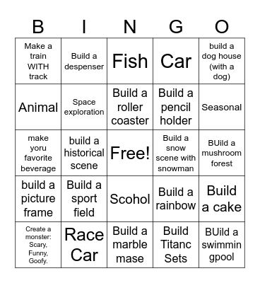 Pass the Bricks Bingo Card