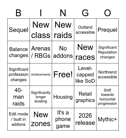 Classic+ Bingo Card